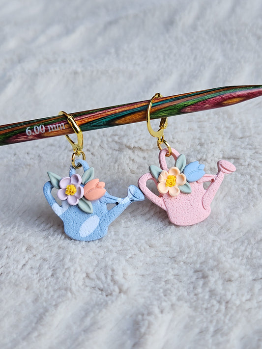 Floral watering can stitch marker